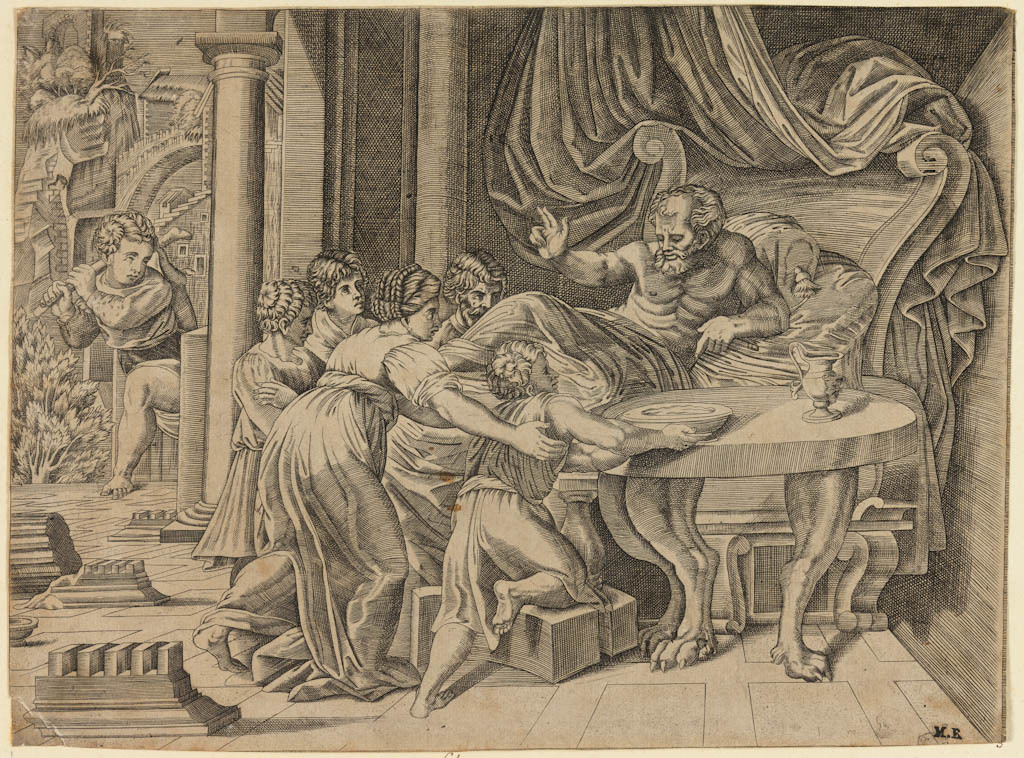 Isaac Blessing Jacob, print by Agostino Veneziano of a drawing by Raffaello Sanzio (1522-1524) Museum Accession Number: P.5185-R, © Fitzwilliam Museum, Cambridge