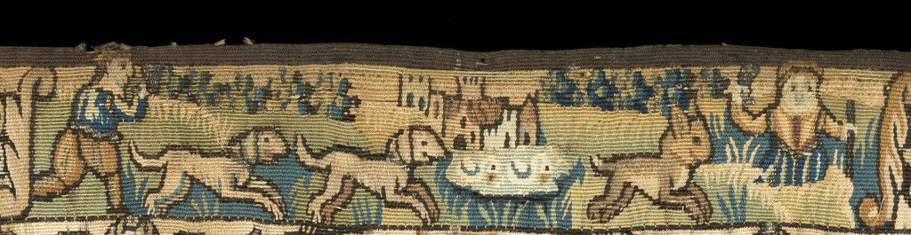 Tapestry detail showing a hunting scene